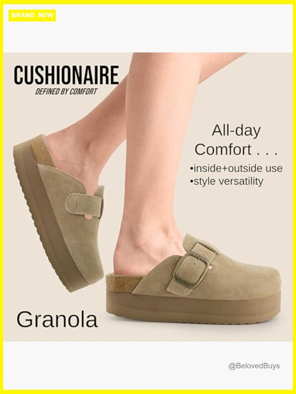 Genuine Suede Cork Footbed Platform Clog, Wide Widths Available - Picture 6 of 7